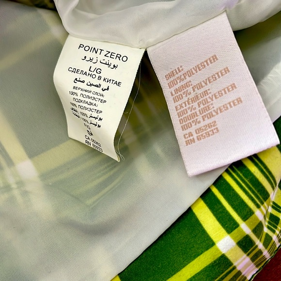 Point Zero Green Plaid Spring-Fall Jacket with Belt - Picture 3 of 5